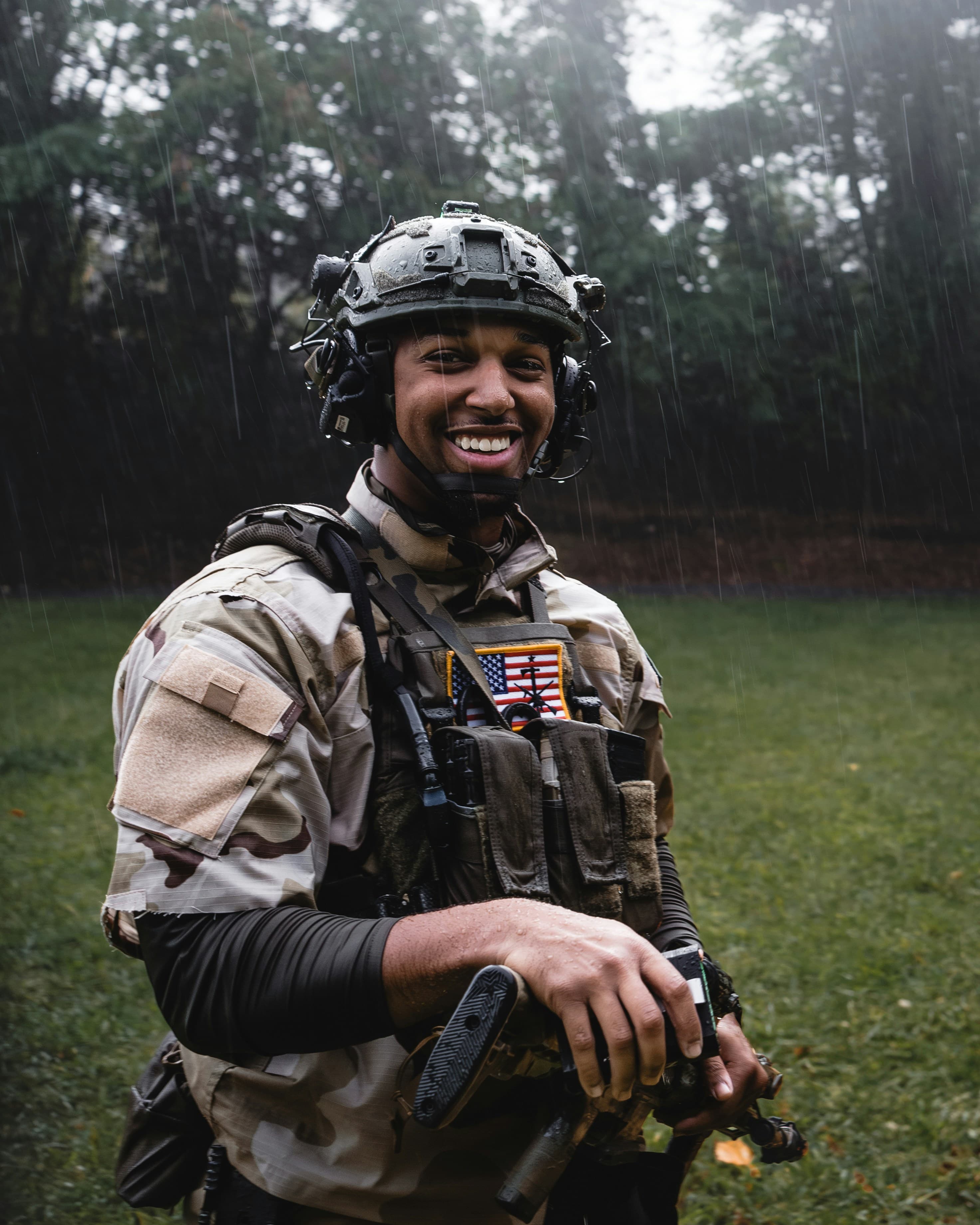 An Air Force ROTC cadet in the field